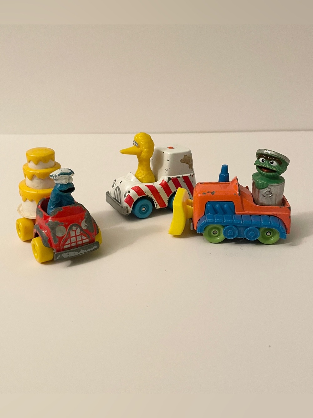 Vintage Sesame Street Diecast Toy Cars Lot 1980s Playskool Hasbro 3pc